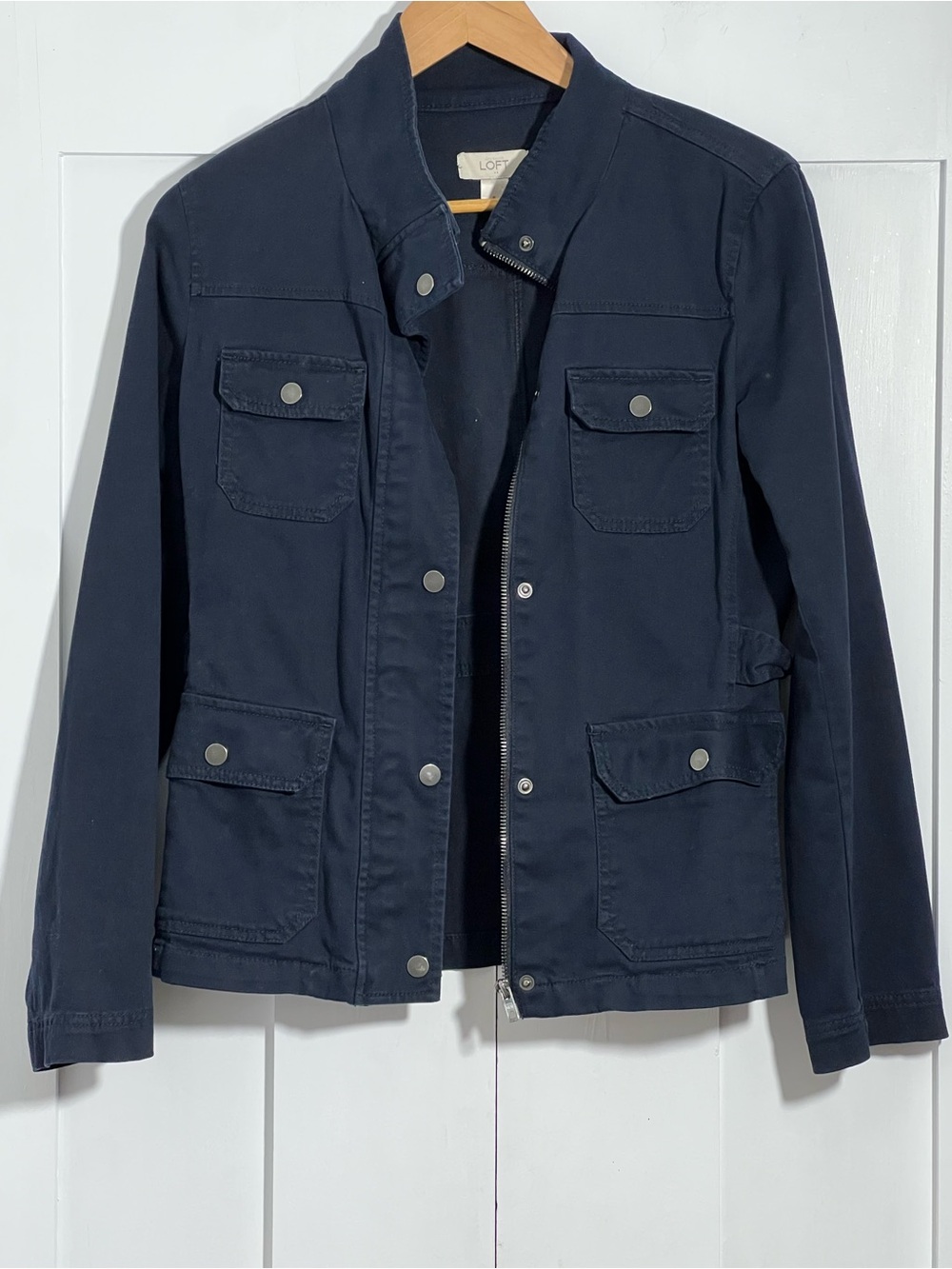 LOFT Navy Utility Field Jacket Military Style Size Small